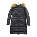 Moncler Four-Pocket Fur-Trim Long Down Coat - Black