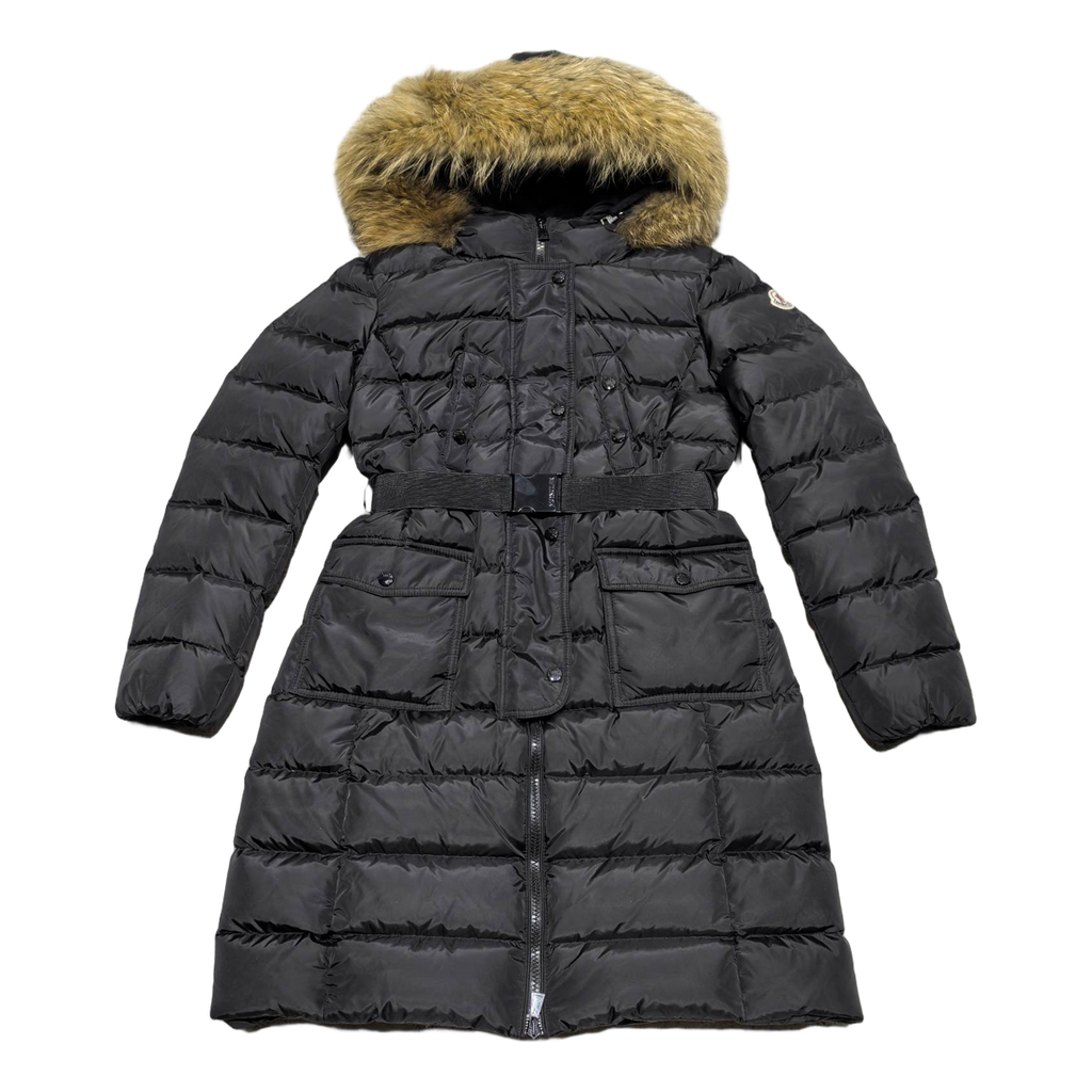 Moncler Four-Pocket Fur-Trim Long Down Coat - Black