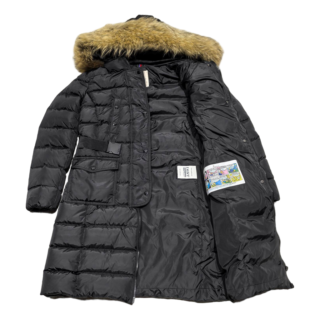 Moncler Four-Pocket Fur-Trim Long Down Coat - Black