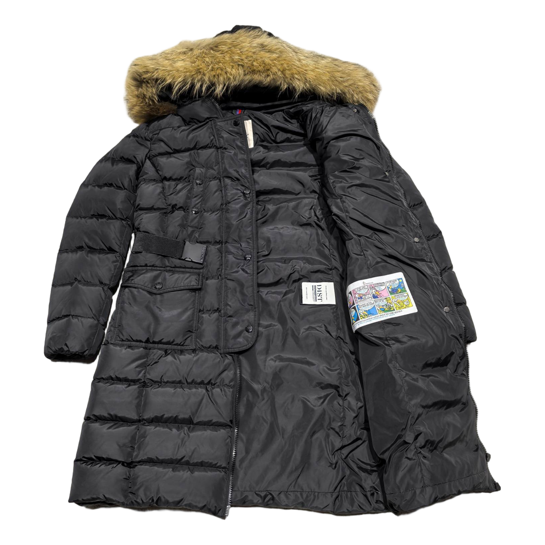 Moncler Four-Pocket Fur-Trim Long Down Coat - Black