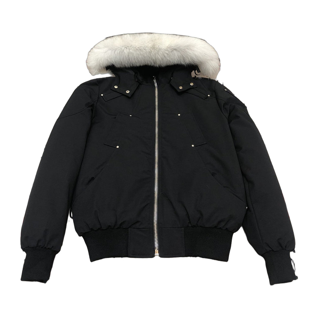 Moose Knuckles Men's Ballistic Shearling-Trim Bomber - Black