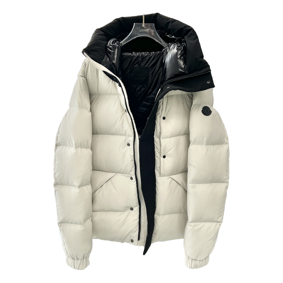 Moncler Contrast-Hood Colour-Block Down Jacket