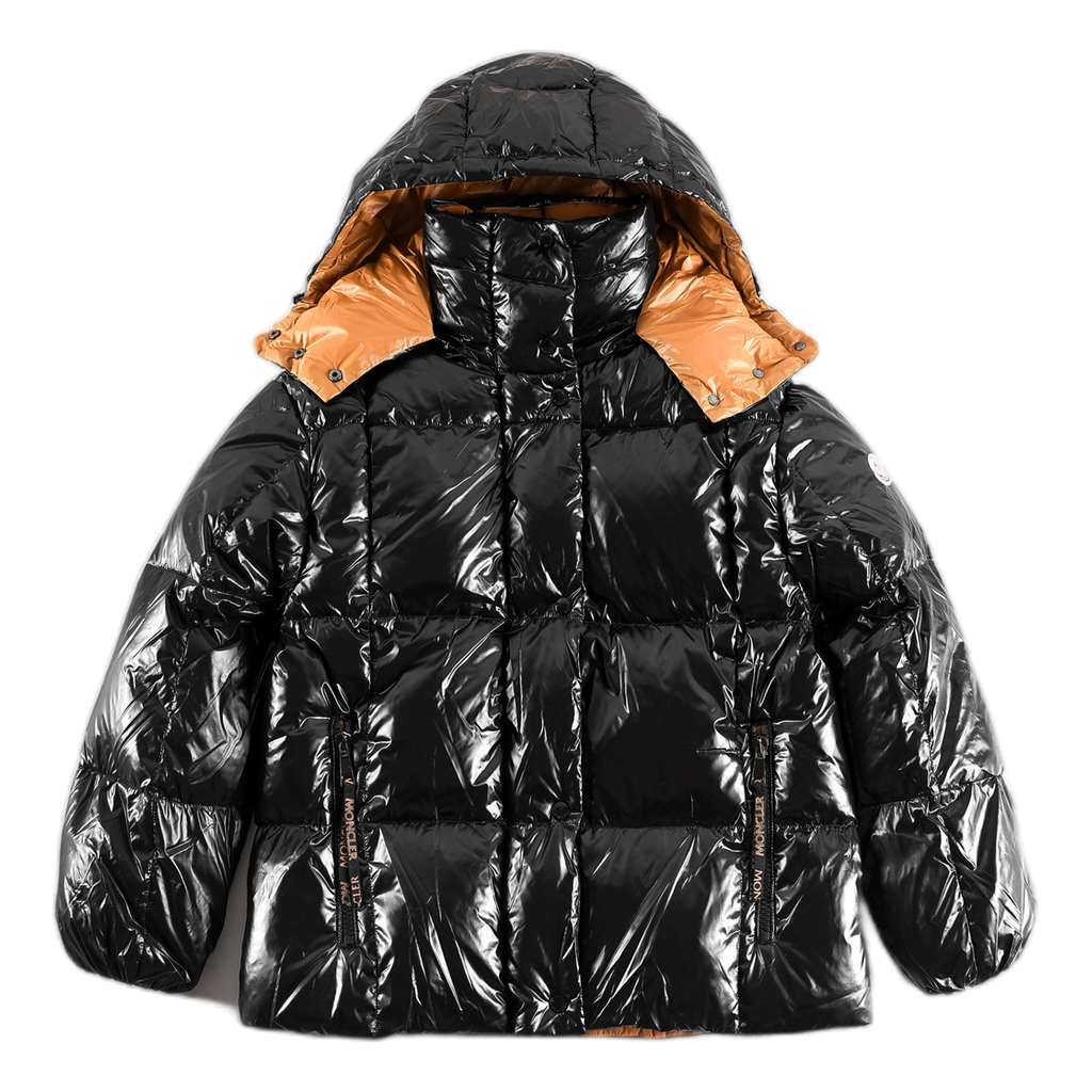 Moncler Copper-Lined Glossy Short Down Jacket - Black