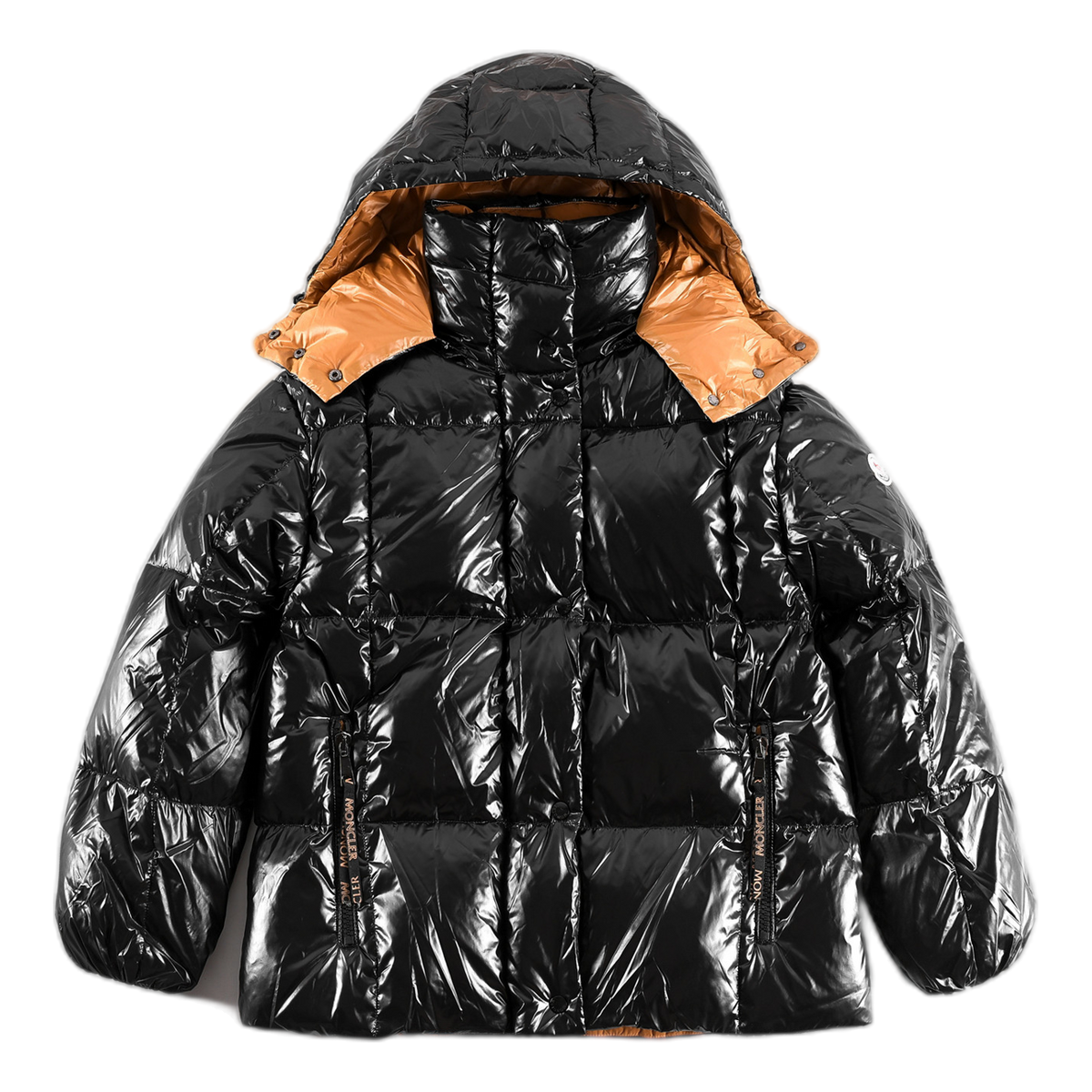 Moncler Copper-Lined Glossy Short Down Jacket - Black