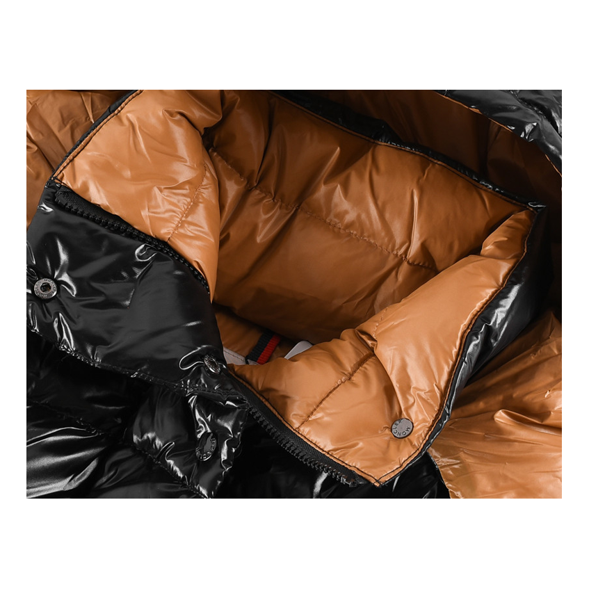 Moncler Copper-Lined Glossy Short Down Jacket - Black