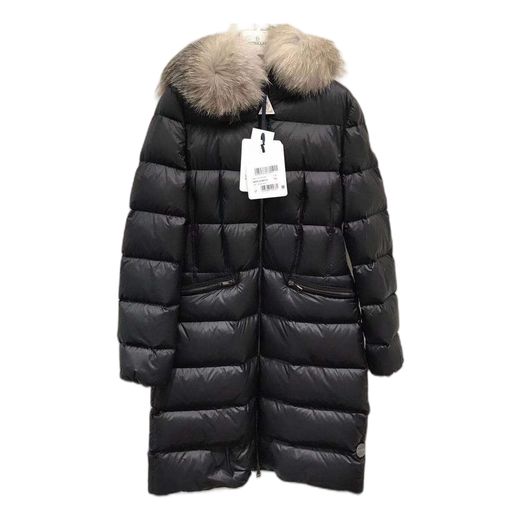 Moncler Four-Pocket Fur-Trim Long Down Coat - Black