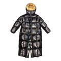 Moncler Gold-Lined Glossy Long Down Coat - Black