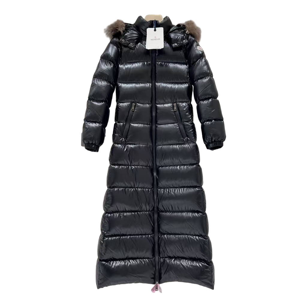 Moncler Hudson Fur-Trim Long Down Coat