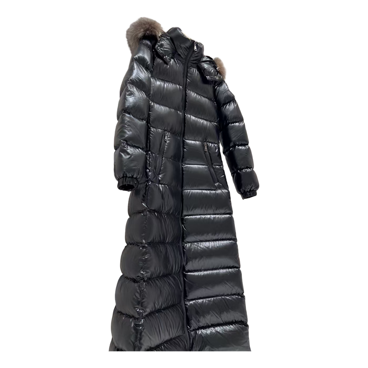 Moncler Hudson Fur-Trim Long Down Coat