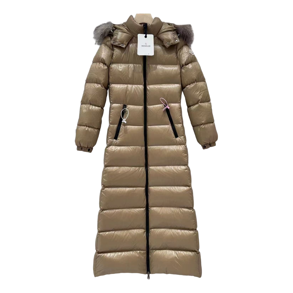 Moncler Hudson Fur-Trim Long Down Coat