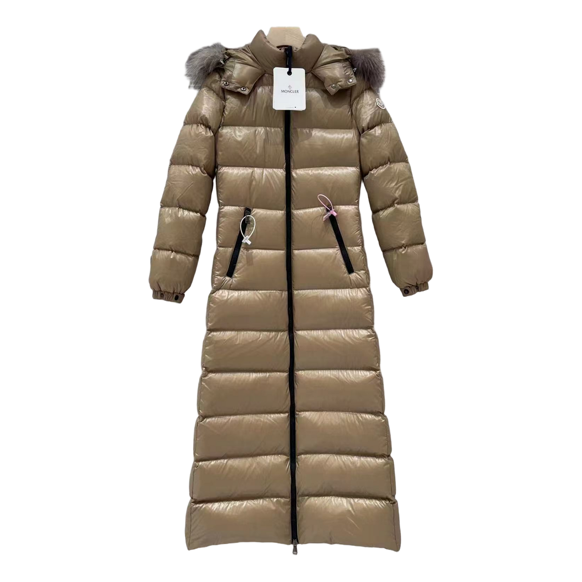 Moncler Hudson Fur-Trim Long Down Coat