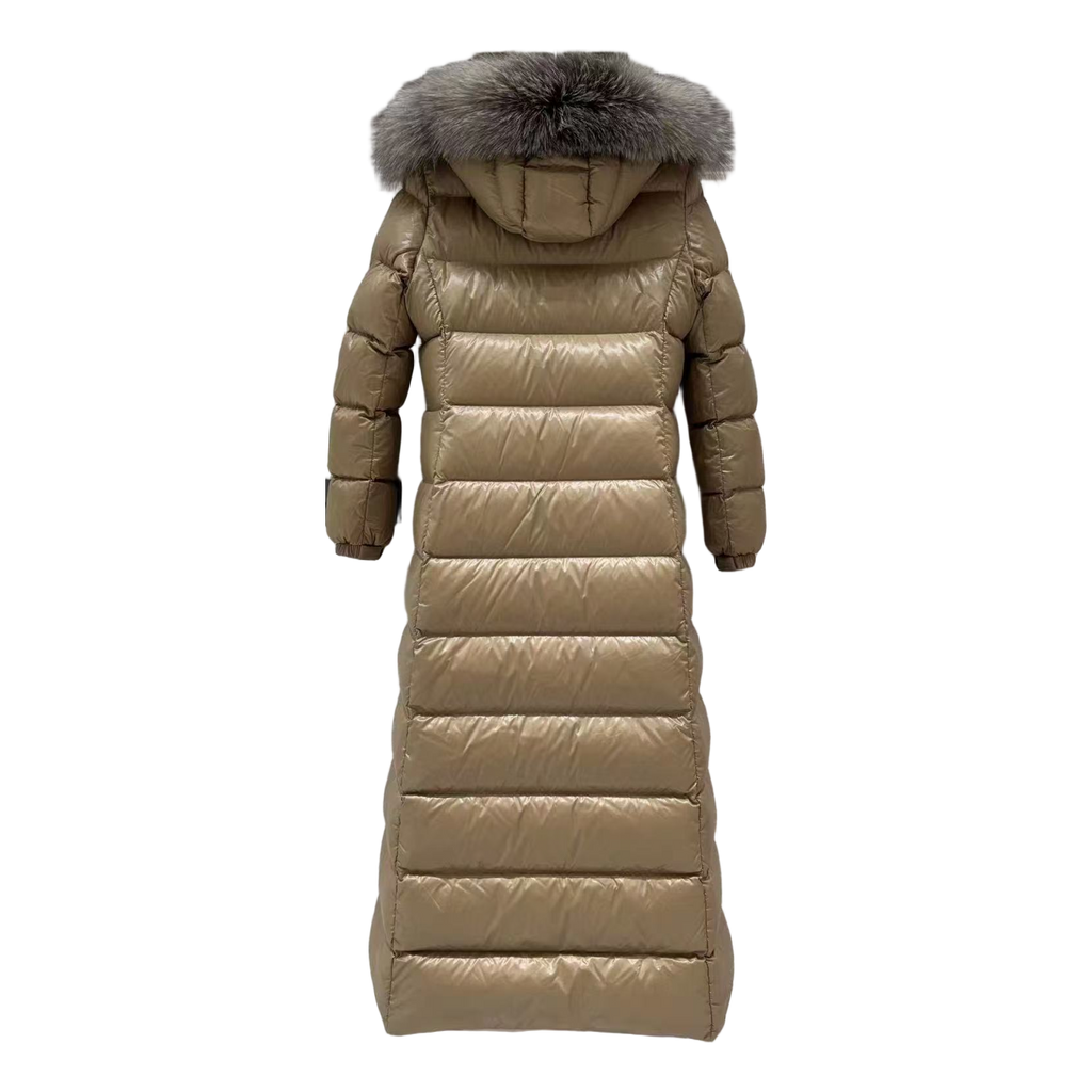 Moncler Hudson Fur-Trim Long Down Coat