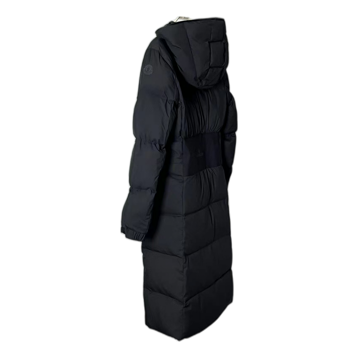 Moncler Matte Zip-Front Hooded Long Down Coat - Black