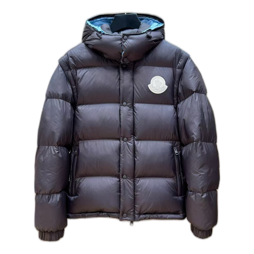 Moncler Oversized Chest-Badge Hooded Down Jacket