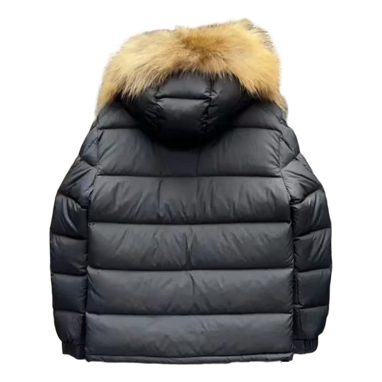 Moncler Fur-Trim Hooded Down Jacket - Black