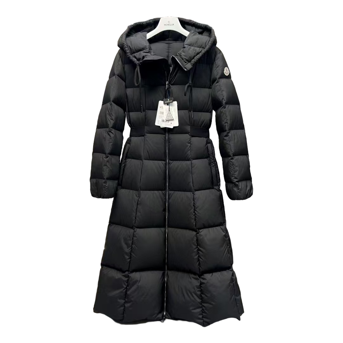 Moncler Fitted Hooded Long Down Coat - Black