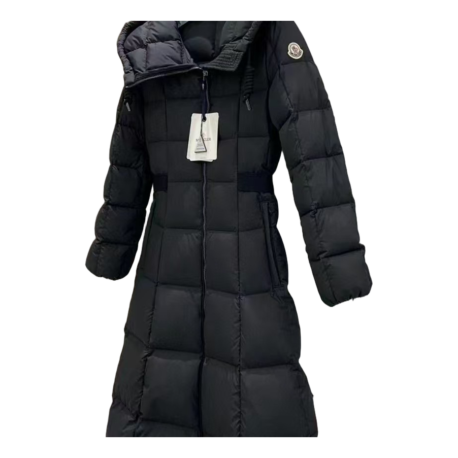 Moncler Fitted Hooded Long Down Coat - Black