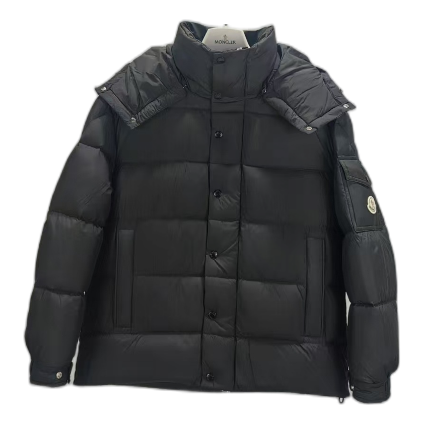 Moncler Matte Snap-Front Hooded Down Jacket