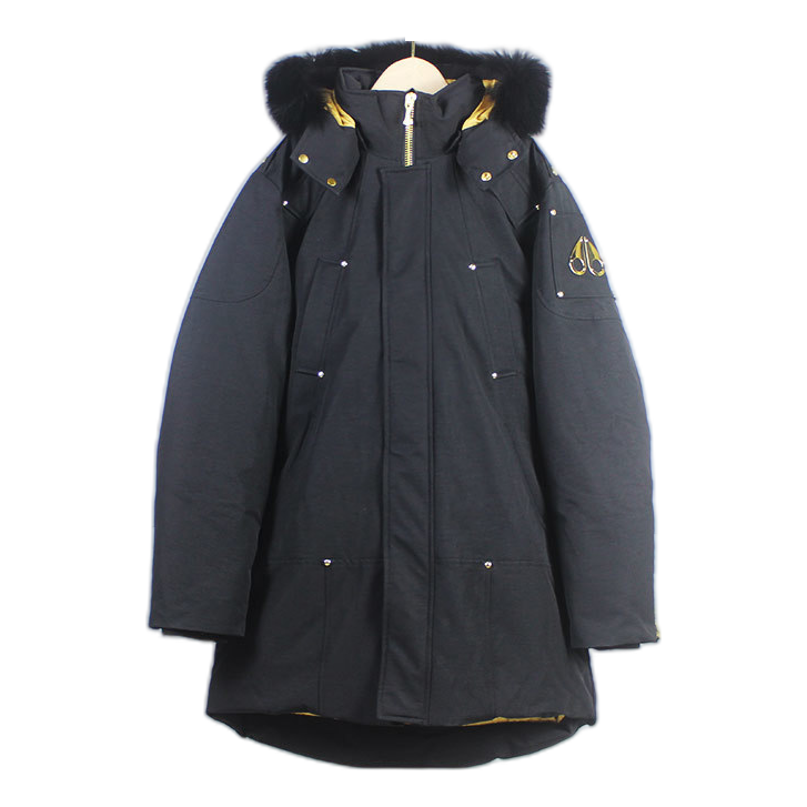 Moose Knuckles Stag Lake Gold-Trim Down Parka - Black