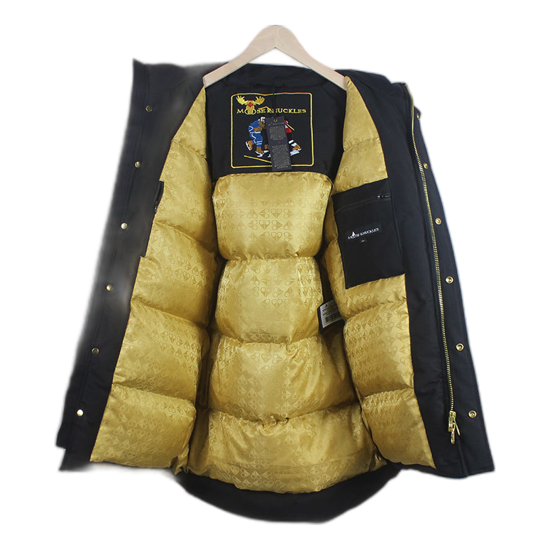 Moose Knuckles Stag Lake Gold-Trim Down Parka - Black