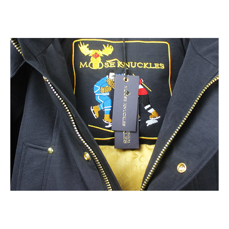 Moose Knuckles Stag Lake Gold-Trim Down Parka - Black