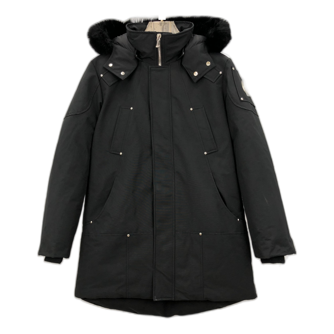 Moose Knuckles Curved-Hem Fur-Trim Down Parka - Black