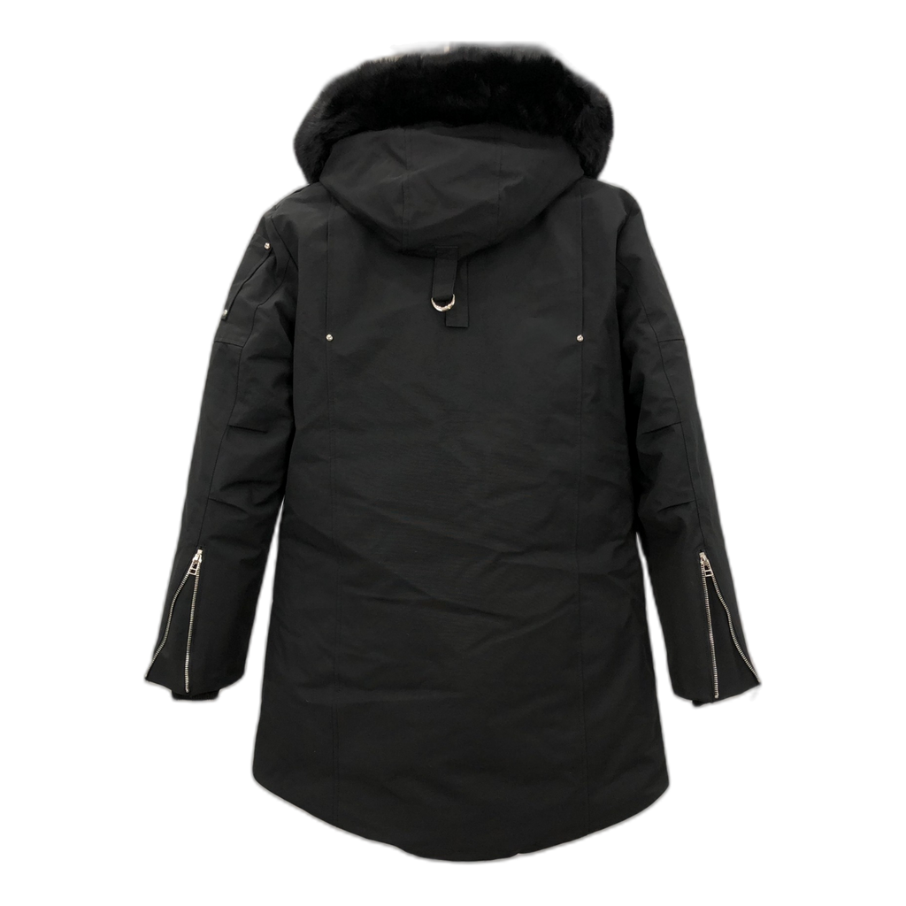 Moose Knuckles Curved-Hem Fur-Trim Down Parka - Black