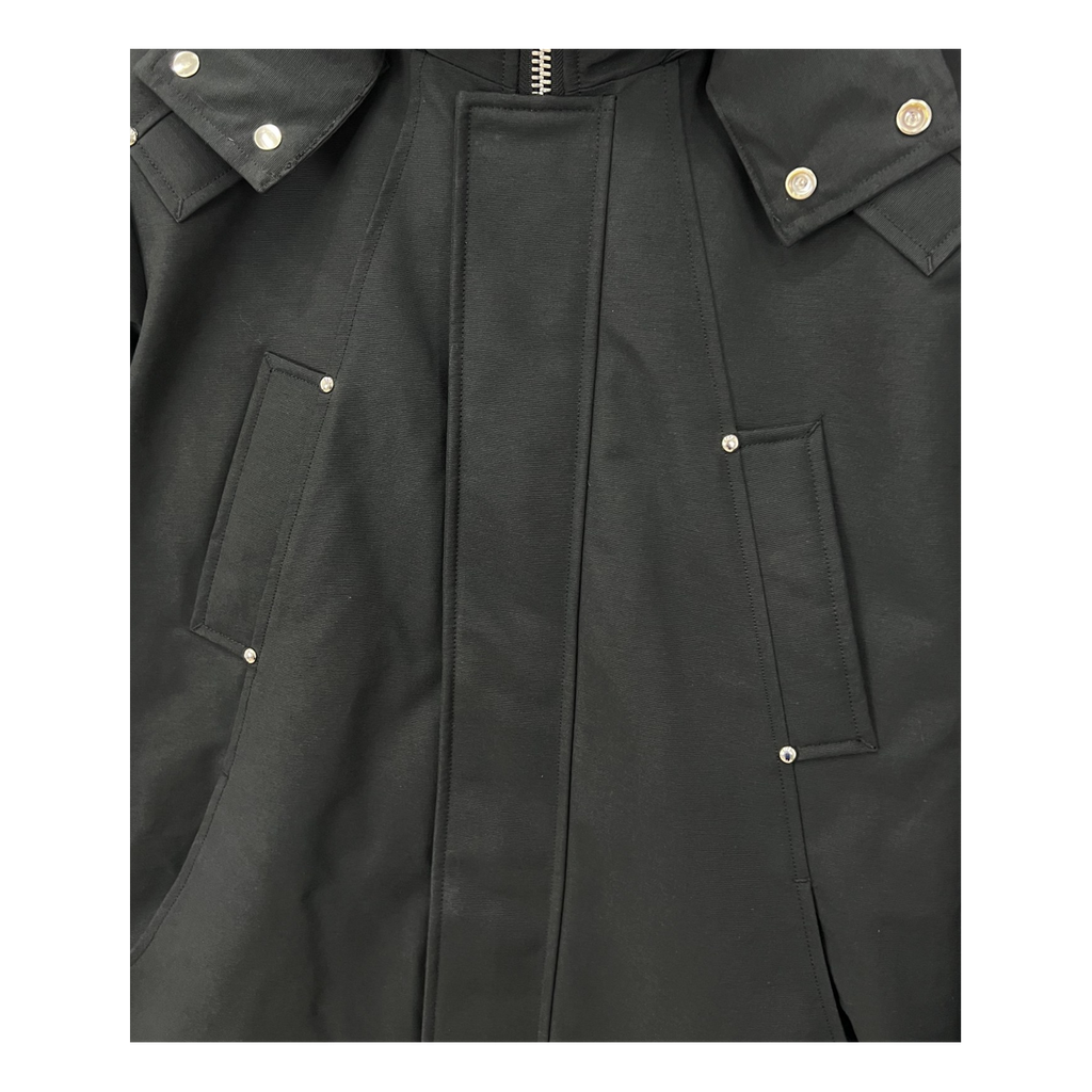 Moose Knuckles Curved-Hem Fur-Trim Down Parka - Black