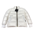 Moose Knuckles Logo-Zip Quilted Down Bomber Jacket - Off White