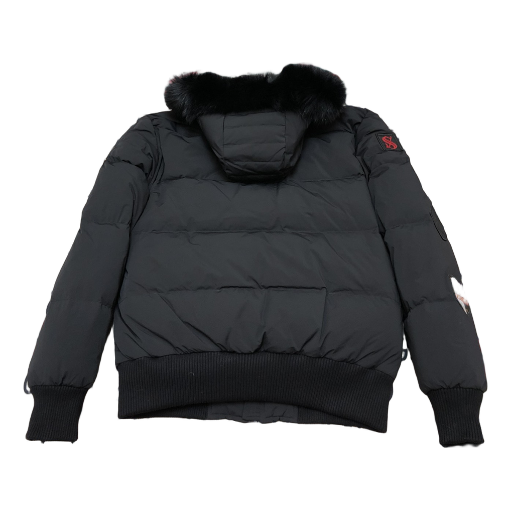 Moose Knuckles Patch-Detail Hooded Down Bomber - Black