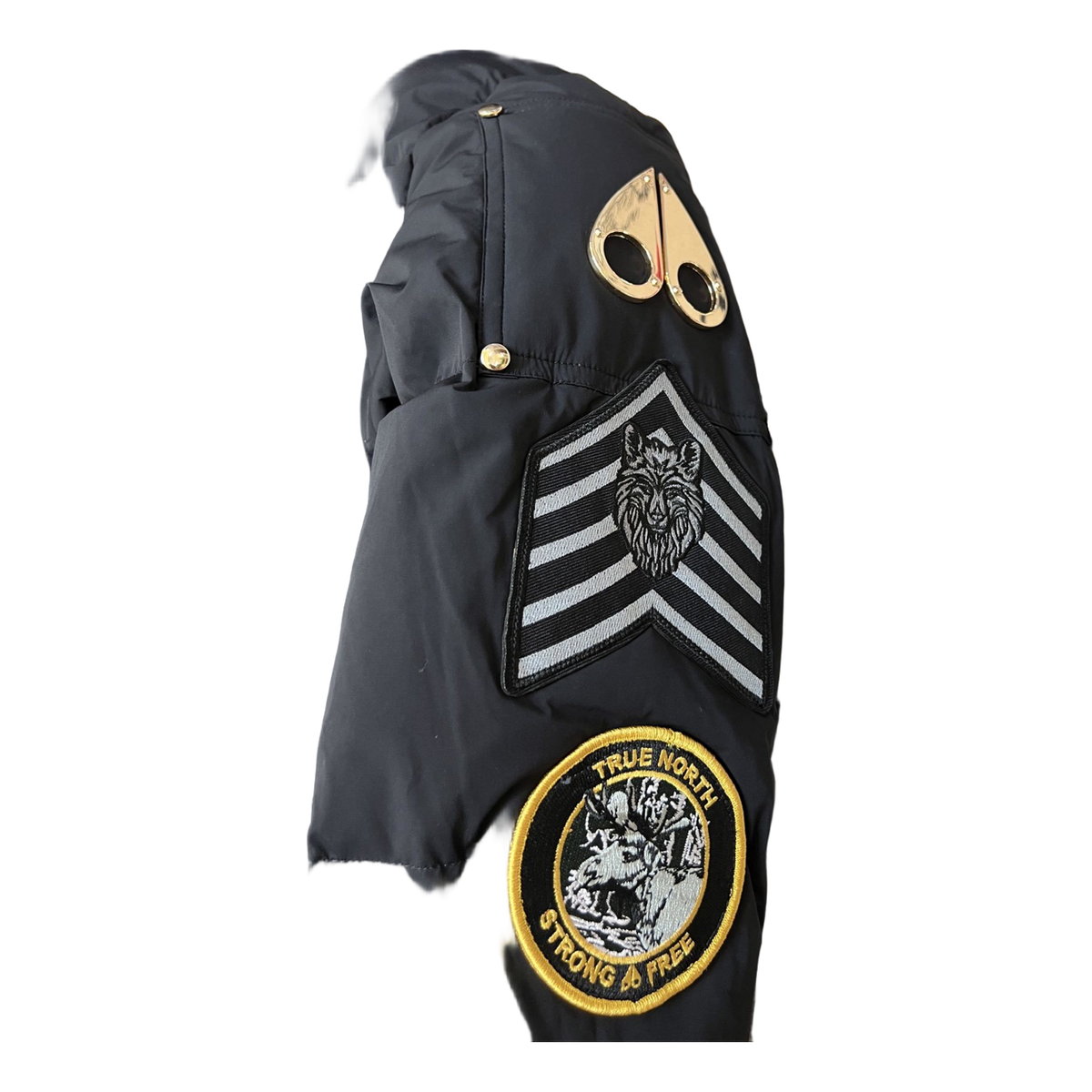 Moose Knuckles Patch-Detail Hooded Down Bomber - Black