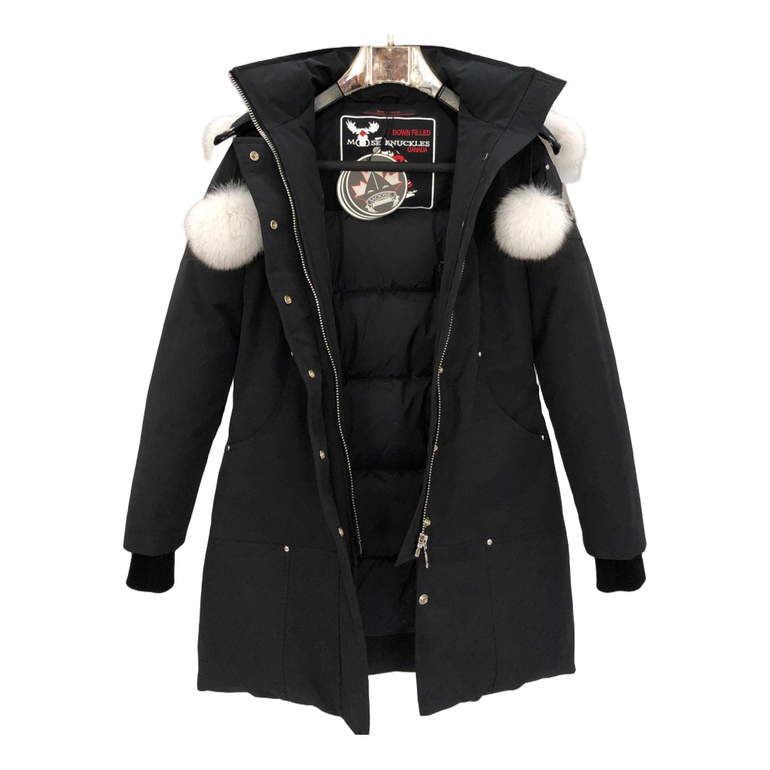 Moose Knuckles Stirling Down Parka with White Fur Trim