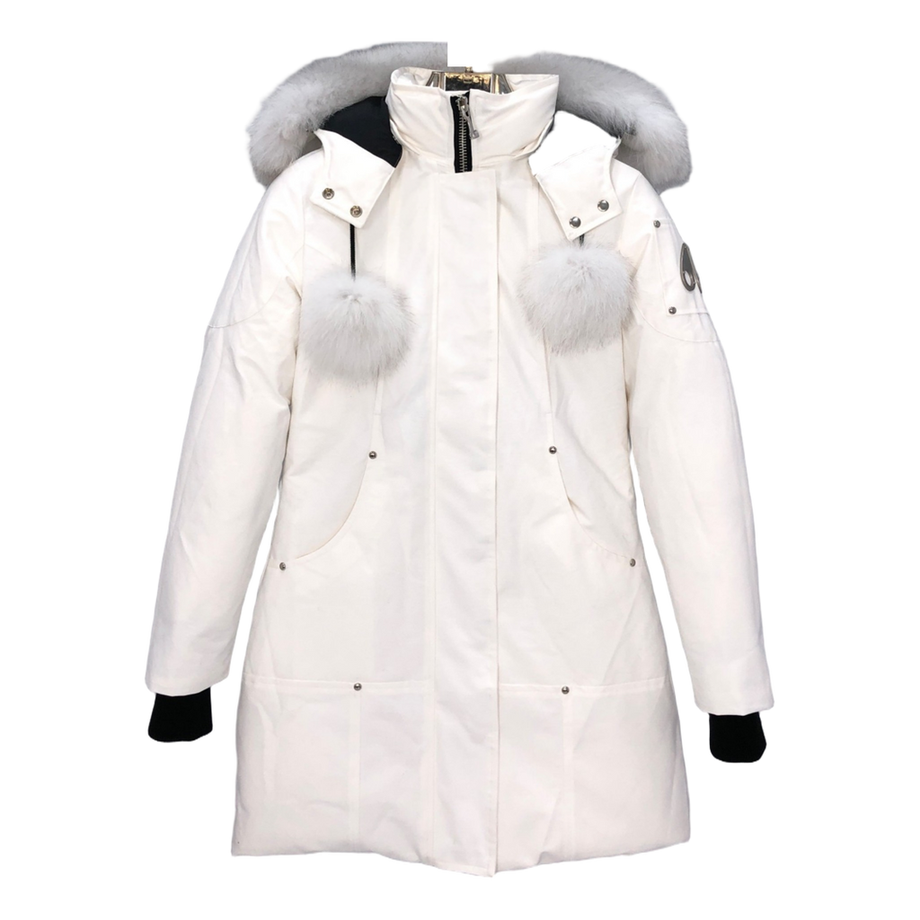 Moose Knuckles Stirling Down Parka with White Fur Trim
