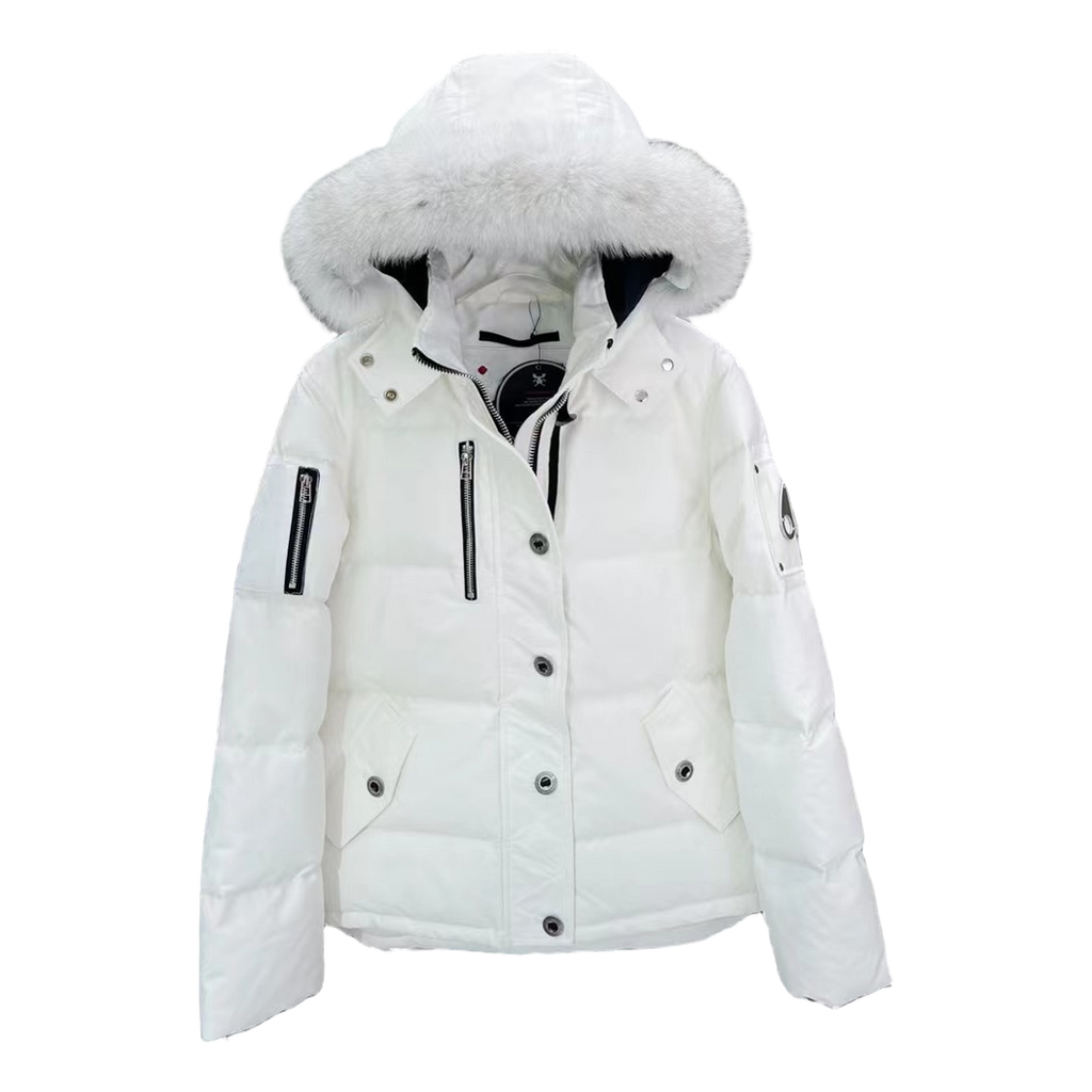Moose Knuckles Chest-Zip Fur-Trim Hooded Down Jacket