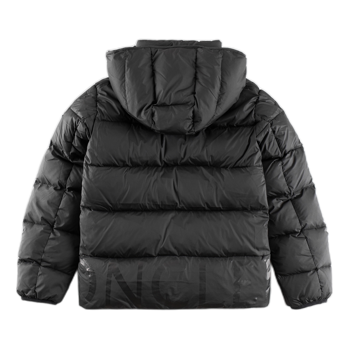 Moncler Contrast-Lined Logo-Hood Down Jacket - Black