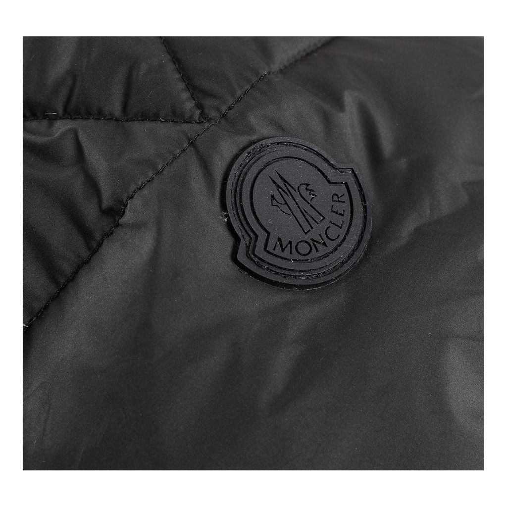 Moncler Contrast-Lined Logo-Hood Down Jacket - Black