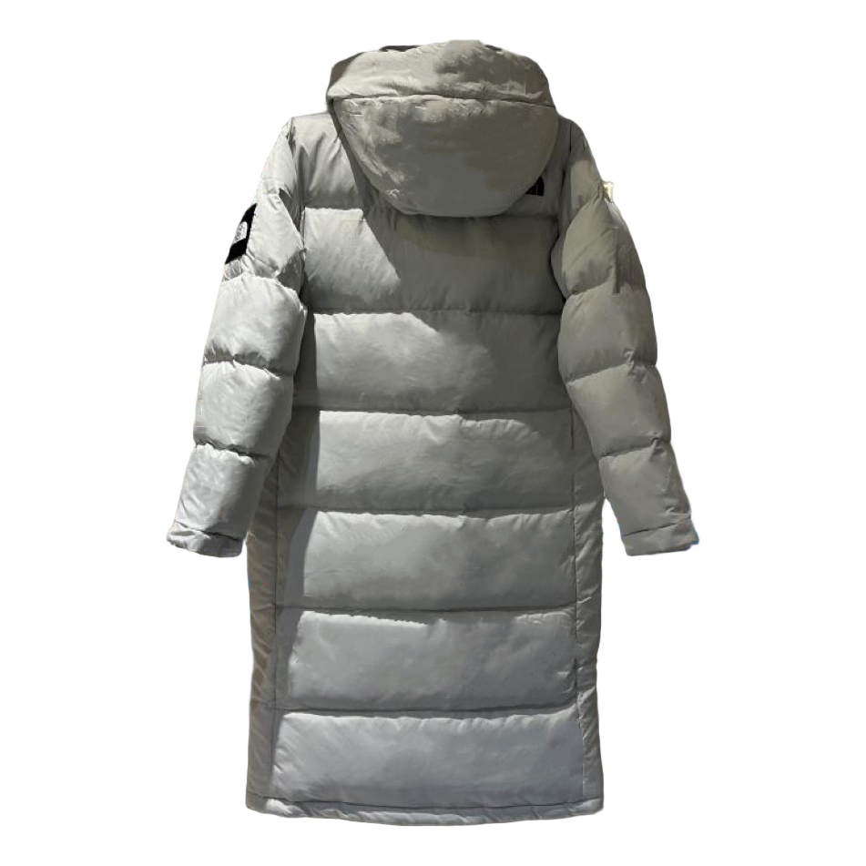 The North Face Color-Block Long Hooded Down Coat - Grey