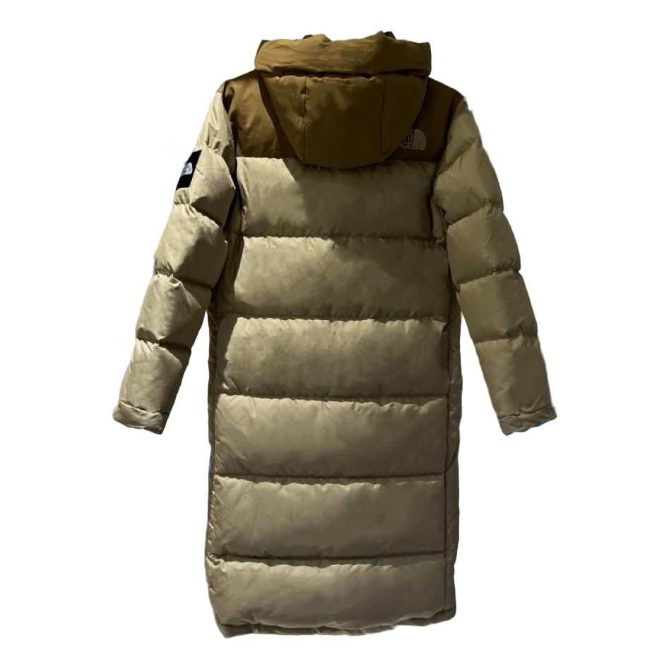 The North Face Color-Block Long Hooded Down Coat - Tan