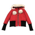 Moose Knuckles Debbie Pom-Pom Hooded Down Bomber - Red