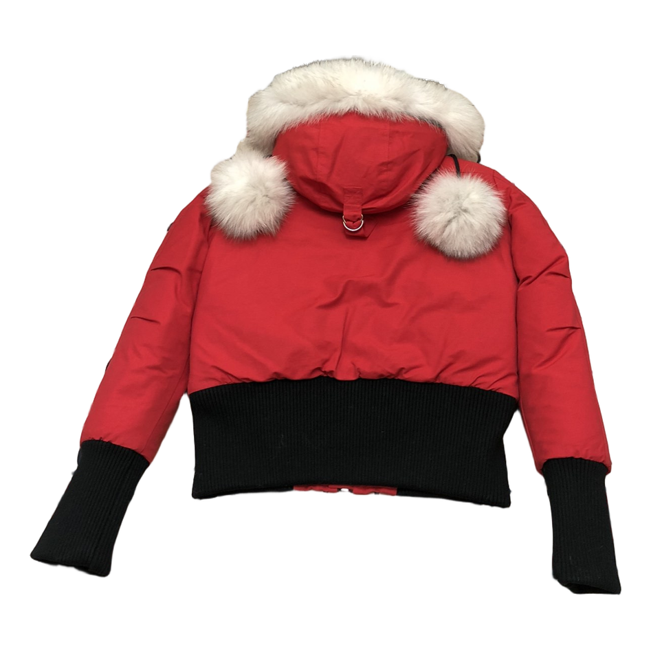 Moose Knuckles Debbie Pom-Pom Hooded Down Bomber - Red