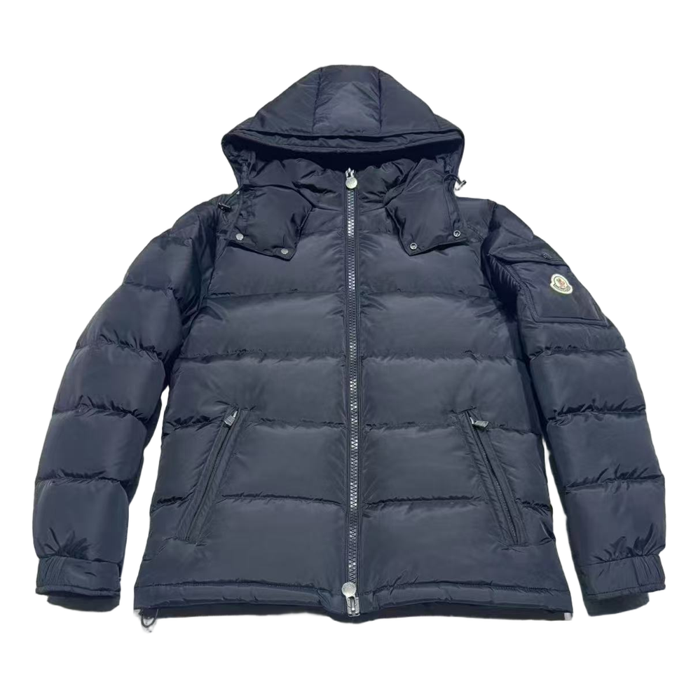 Moncler Sleeve-Pocket Hooded Down Jacket - Navy
