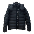 Moncler Vertical-Logo Placket Hooded Down Jacket - Black