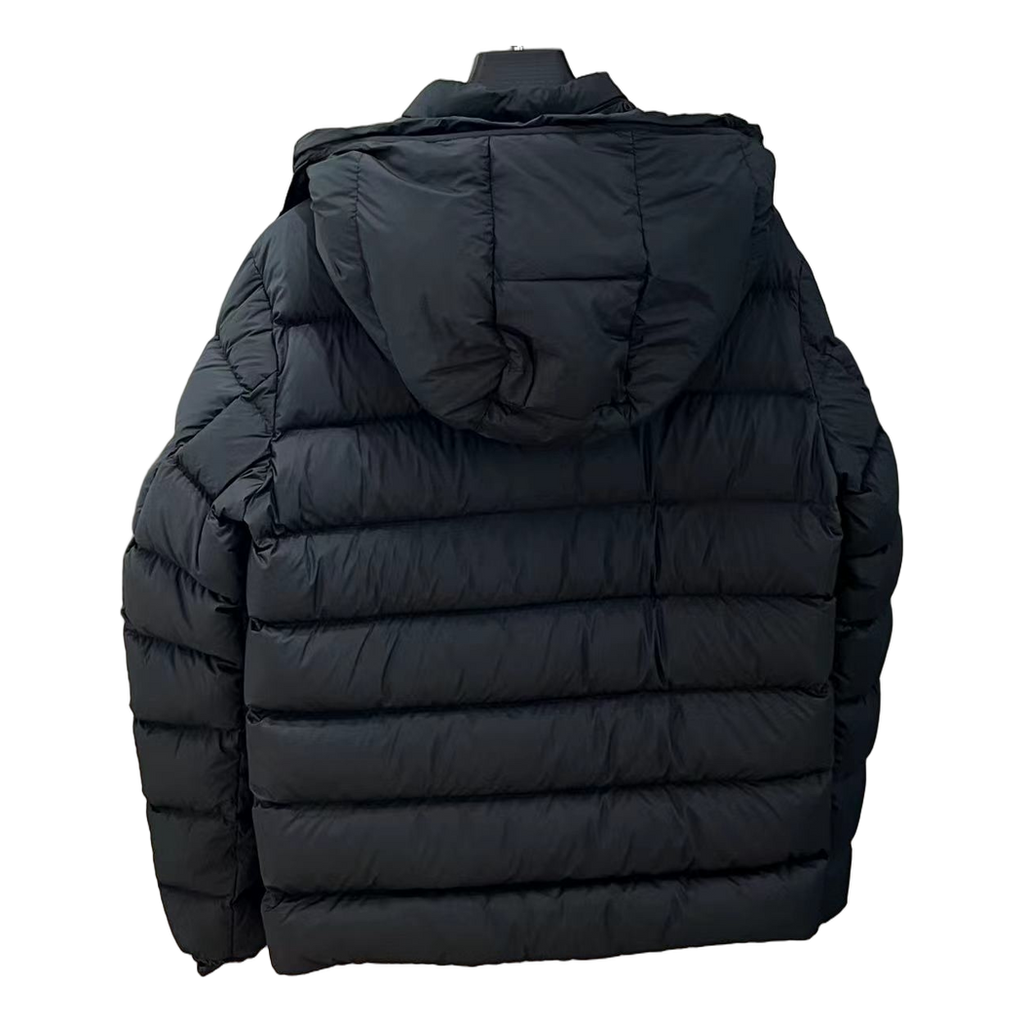 Moncler Vertical-Logo Placket Hooded Down Jacket - Black