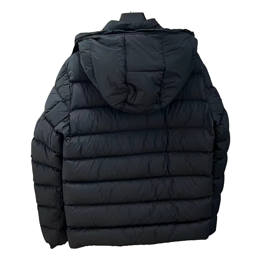 Moncler Vertical-Logo Placket Hooded Down Jacket - Black