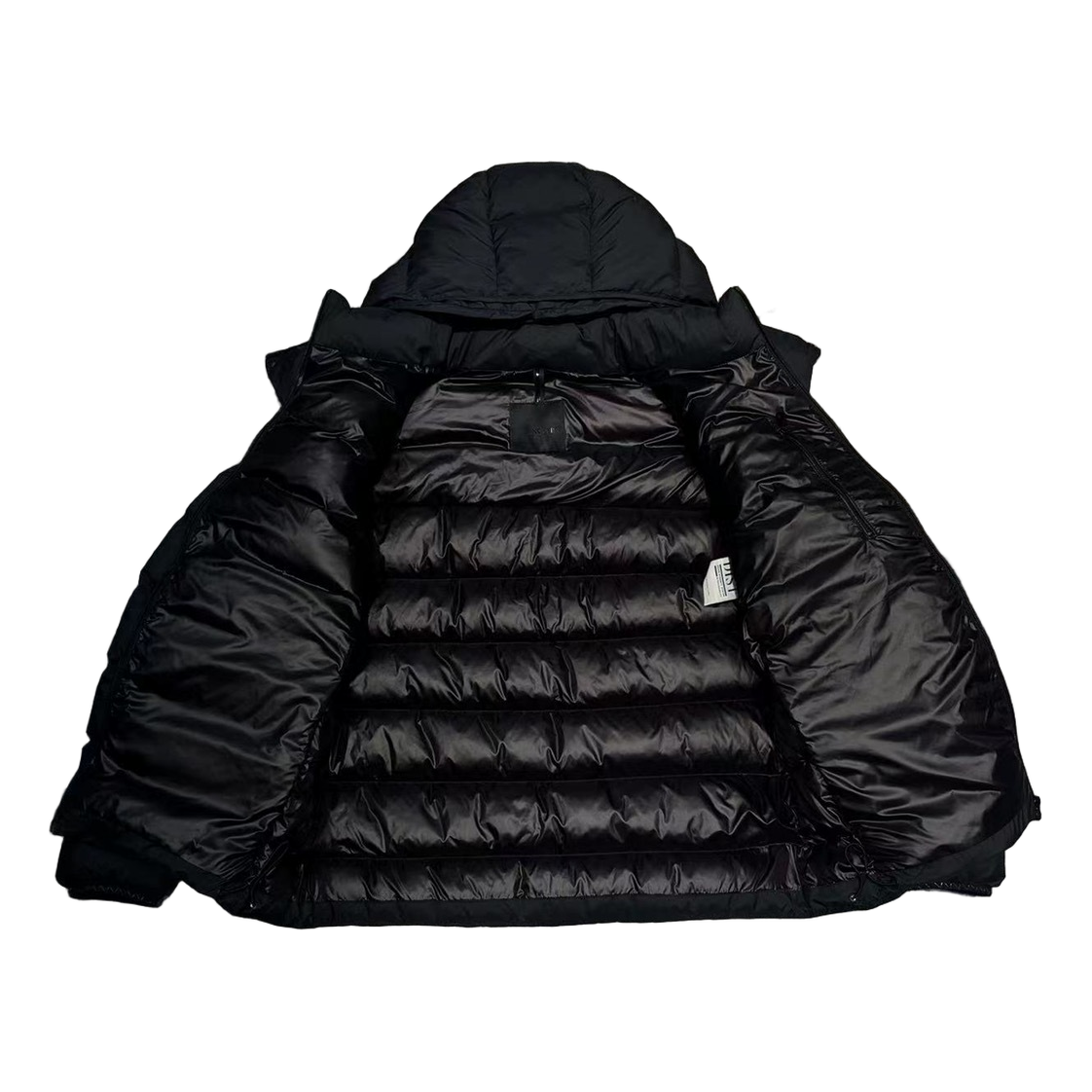Moncler Vertical-Logo Placket Hooded Down Jacket - Black