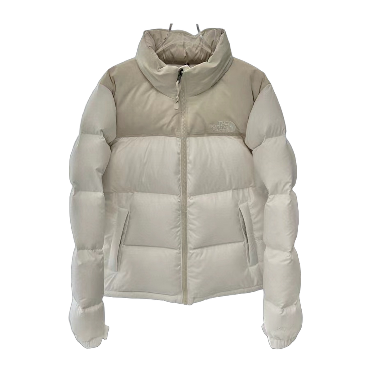 The North Face Cropped Stand-Collar Puffer Jacket, Cream