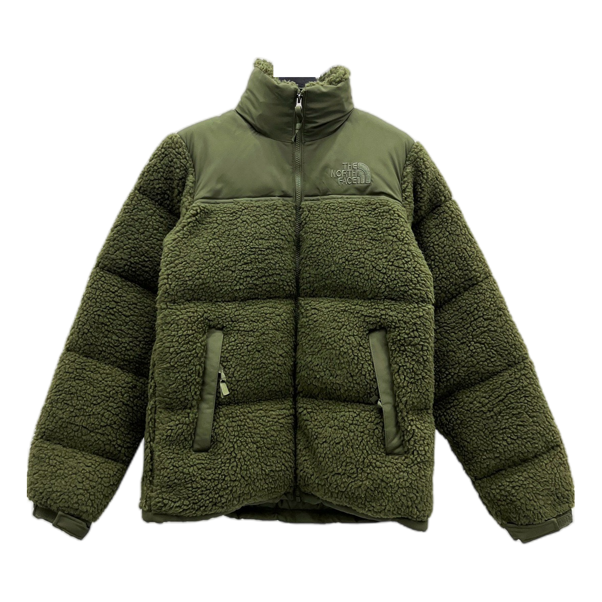 The North Face Fleece-Panel Stand-Collar Puffer Jacket, Olive